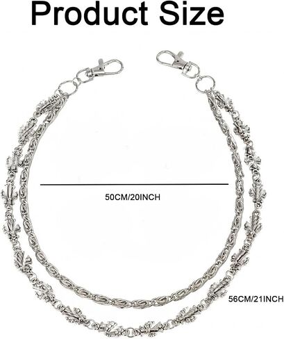 Wallet Chain Pants Chain, Silver Tassel Wallet Chains, Gothic Hip Hop Rapper Style Belt Waist Keychain Goth Accessories for Jean, Pocket, Belt in Saudi Arabia