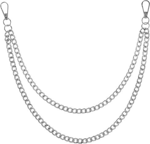 Bremorou Pants Chain, Silver Belt Chain, Jean Chains For Men, Wallet Chain, 1 Pack Belt Wallet Pocket Chains for Hip Hop Punk Jeans Key Chains Goth Accessories for Men and Women in Kuwait