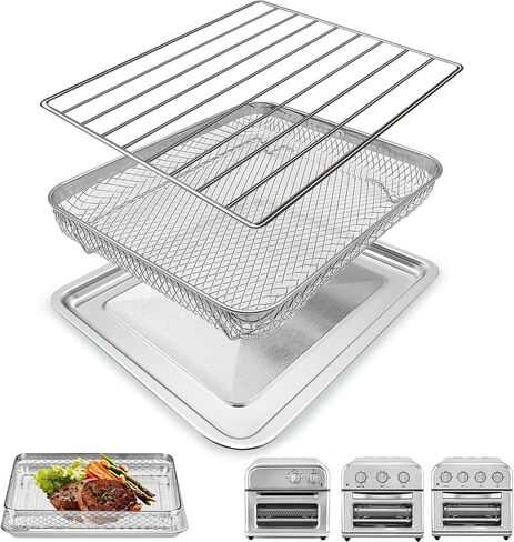 Air Fryer Rack for Cuisinart TOA-29 28 AFR-25 Air Fryer Convection Toaster Oven, 11.2''*10'' Air Fryer Stainless Steel Wire Rack Basket Tray Accessories Parts, Dishwasher Safes in Kuwait