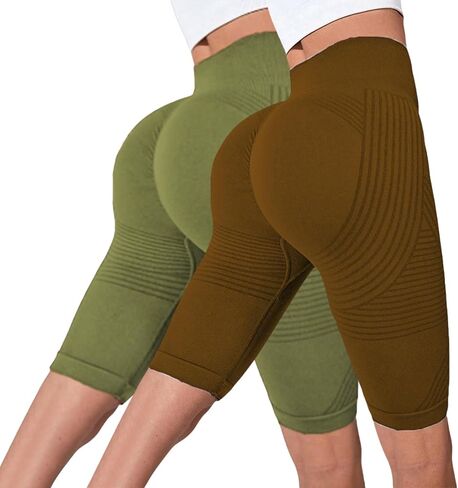 2PC 3D Leggings Anti Cellulite Compression Short Leggings High Waisted Butt Lifting Tummy Control for Gym Workout in Saudi Arabia