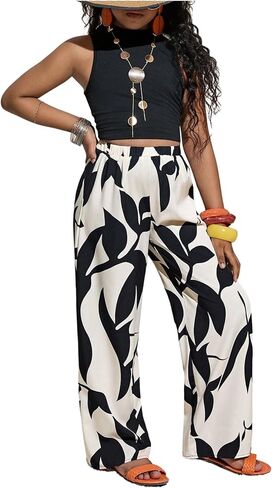 WDIRARA Girl's 2 Piece Pants Outfits Tank Top Printed Pants Set Summer Vacation Outfits in Kuwait