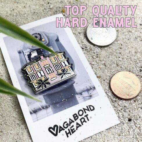 دبوس Vagabond Heart Danish - شارة طية صدر السترة من المينا الصلب تذكارية للفايكنج - دبوس دنماركي معدني للسفر لقبعة سترة الظهر - هدية قابلة للجمع للمسافرين الرجال والنساء - ظهر مطاطي بمقبض 1.25 بوصة in Kuwait