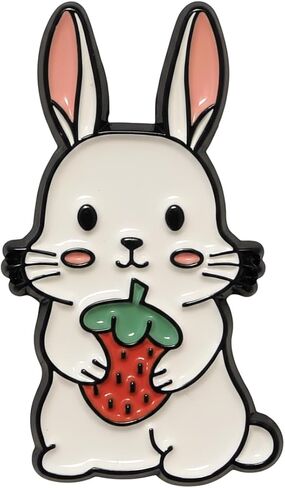 ROSTIVO Easter Bunny Enamel Pin, Cute Rabbit with Strawberry Lapel Pin, Kawaii Brooch for Jackets, Bags, Hats, Easter Gift in Kuwait