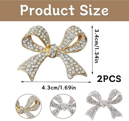 Vintage Elegant Crystal Bow Brooch Pin, Sparkly Rhinestones Bow Knot Brooches Pins, Crystal Ribbon Bows Pearl Lapel Pins Suit Dress Accessories for Women Girls, Party Engagement Wedding Jewelry Gifts in Saudi Arabia