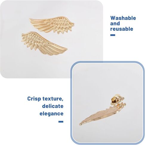 CHGCRAFT 12 Pairs Feather Lapel Pin Angel Wings Light Gold Wing Alloy Brooches Suit Shirt Collar Lapel Pins Sweater Shawl Breastpin Accessories 14x38x1.8mm in Kuwait