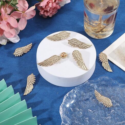 CHGCRAFT 12 Pairs Feather Lapel Pin Angel Wings Light Gold Wing Alloy Brooches Suit Shirt Collar Lapel Pins Sweater Shawl Breastpin Accessories 14x38x1.8mm in Kuwait
