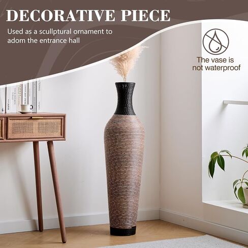 39.4" Tall Floor Vase, Handcrafted PVC Modern Textured Brown & Black Decorative Vase, Large Boho Standing Vase for Living Room Entryway Home Decor, No Flowers Included in Saudi Arabia