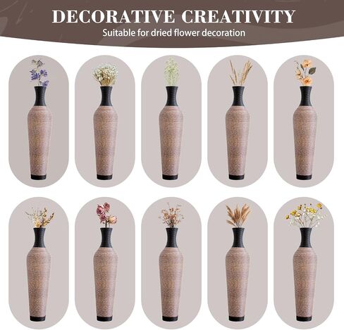 39.4" Tall Floor Vase, Handcrafted PVC Modern Textured Brown & Black Decorative Vase, Large Boho Standing Vase for Living Room Entryway Home Decor, No Flowers Included in Saudi Arabia
