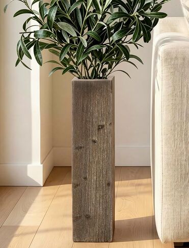 Hanobe Tall Floor Vase Decor: 21 Inch Distressed Brown Wood Vase for Living Room Corner - Rustic Farmhouse Decorative Large Vases for Entryway Fireplace Bedroom in Saudi Arabia