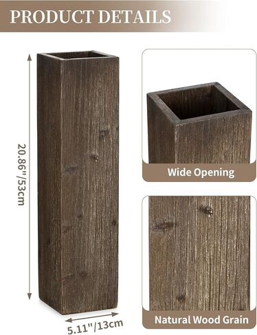 Hanobe Tall Floor Vase Decor: 21 Inch Distressed Brown Wood Vase for Living Room Corner - Rustic Farmhouse Decorative Large Vases for Entryway Fireplace Bedroom in Saudi Arabia