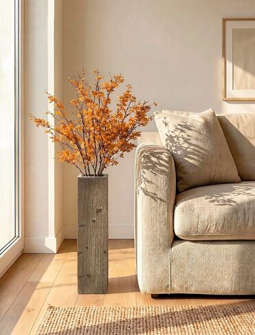 Hanobe Tall Floor Vase Decor: 21 Inch Distressed Brown Wood Vase for Living Room Corner - Rustic Farmhouse Decorative Large Vases for Entryway Fireplace Bedroom in Saudi Arabia