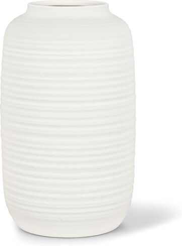 Abbott Collection Medium Simple Vase - Stoneware, Matte White Texture (12" H) in Kuwait