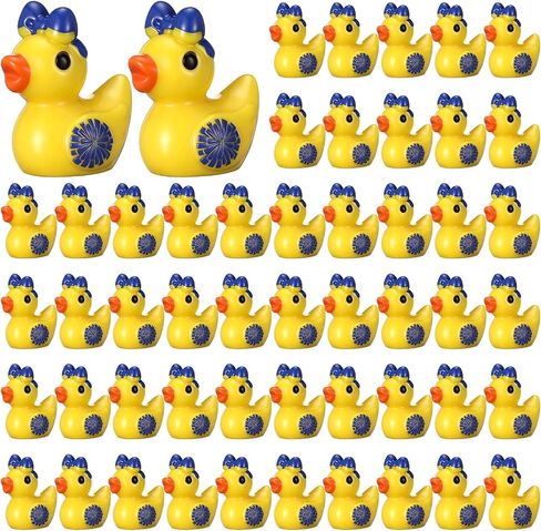 Geelin 100 Pcs Mini Resin Cheer Ducks Gifts Bulk Tiny Duck Figurines with Bows and Pom Pom for Cheerleader Team Gift DIY Decoration Craft in Saudi Arabia