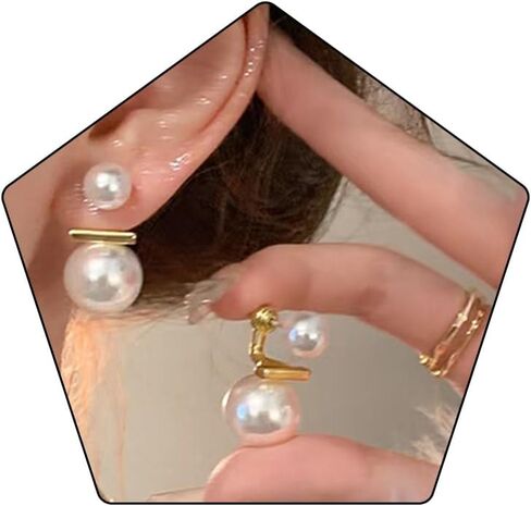 Big Pearl Stud Earrings for Women Faux Pearl White Round Earrings Fashion Charm Pearl Jewelry Gifts in Saudi Arabia
