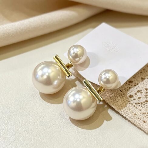 Big Pearl Stud Earrings for Women Faux Pearl White Round Earrings Fashion Charm Pearl Jewelry Gifts in Saudi Arabia