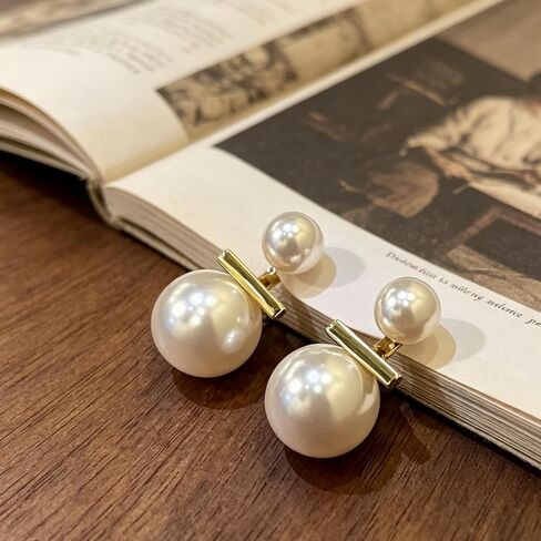 Big Pearl Stud Earrings for Women Faux Pearl White Round Earrings Fashion Charm Pearl Jewelry Gifts in Saudi Arabia