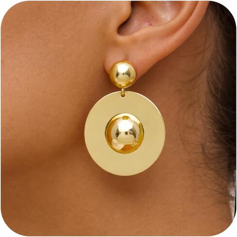 Chunky Gold Statement Earrings For Women Gold Plated Earrings Large Stud Earrings Hypoallergenic Earrings in Saudi Arabia
