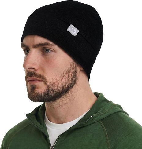 Merino Wool Beanie for Men & Women - 100% Merino Skull Cap 17.5um - All Season Unisex Adult Hat for Running, Hiking, Skiing in Kuwait