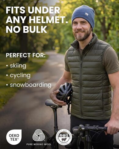 Merino Wool Beanie for Men & Women - 100% Merino Skull Cap 17.5um - All Season Unisex Adult Hat for Running, Hiking, Skiing in Kuwait