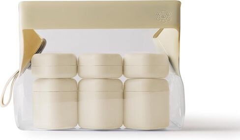 Cadence Parcel – Clear Toiletry Bag with 3 Medium & 3 Small Refillable Capsules, 1qt TSA Approved, Leak Proof Modular Travel Bag, Clear Makeup Bag with Magnetic Closure – Cove/Pacific in Saudi Arabia