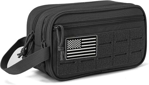 Hanging Toiletry Bag for Men Women, Travel Makeup with Mirror and Hook, EDC Military Tool Pouches Small Dopp Kit Mens Shaving Kit Travel shower Bags Black in Saudi Arabia