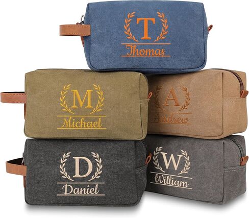 Fathers Day Personalized Toiletry Bag for Men,Custom Embroidered Dopp Kit with Name,Canvas Travel Toiletry Bag,Toiletry Organizer for Bathroom,Gym,Customized Gift for Dad in Saudi Arabia