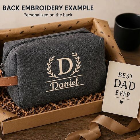 Fathers Day Personalized Toiletry Bag for Men,Custom Embroidered Dopp Kit with Name,Canvas Travel Toiletry Bag,Toiletry Organizer for Bathroom,Gym,Customized Gift for Dad in Saudi Arabia