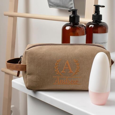 Fathers Day Personalized Toiletry Bag for Men,Custom Embroidered Dopp Kit with Name,Canvas Travel Toiletry Bag,Toiletry Organizer for Bathroom,Gym,Customized Gift for Dad in Saudi Arabia