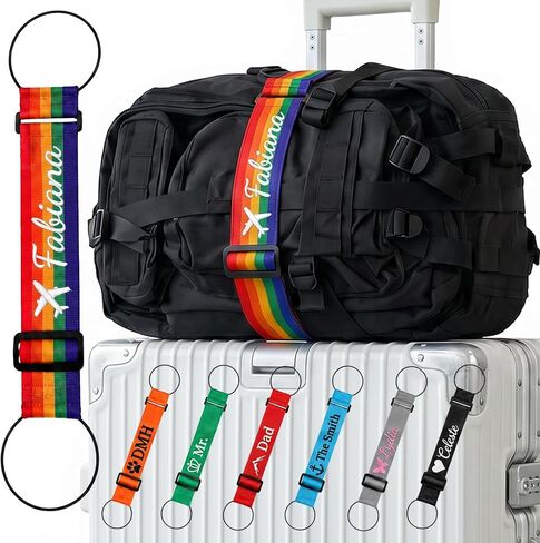 Personalized Luggage Strap with Combination Lock,4 Pcs Custom Embroidered Name Suitcase Belt, Heavy Duty Adjustable Travel Strap for Luggage Security and Easy Identification, Lockable Bag Belt in Kuwait
