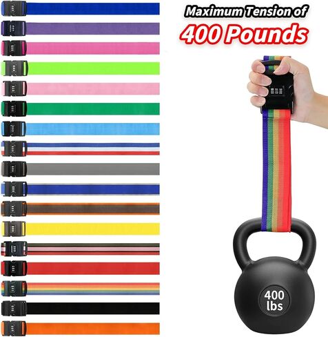 Personalized Luggage Strap with Combination Lock,4 Pcs Custom Embroidered Name Suitcase Belt, Heavy Duty Adjustable Travel Strap for Luggage Security and Easy Identification, Lockable Bag Belt in Kuwait
