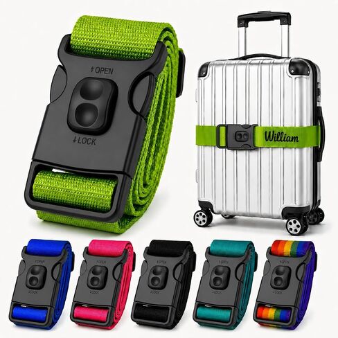 Personalized Luggage Strap with Combination Lock,4 Pcs Custom Embroidered Name Suitcase Belt, Heavy Duty Adjustable Travel Strap for Luggage Security and Easy Identification, Lockable Bag Belt in Kuwait