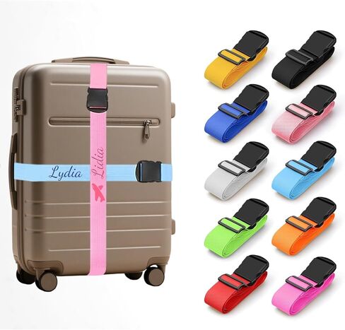 Personalized Luggage Strap with Combination Lock,4 Pcs Custom Embroidered Name Suitcase Belt, Heavy Duty Adjustable Travel Strap for Luggage Security and Easy Identification, Lockable Bag Belt in Kuwait