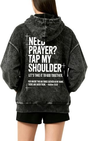 Need Prayer Tap My Shoulder Hoodie Christian Cross God Sweatshirt Unisex Casual Acid Wash Pullover Hooded Oversized Tops in Kuwait