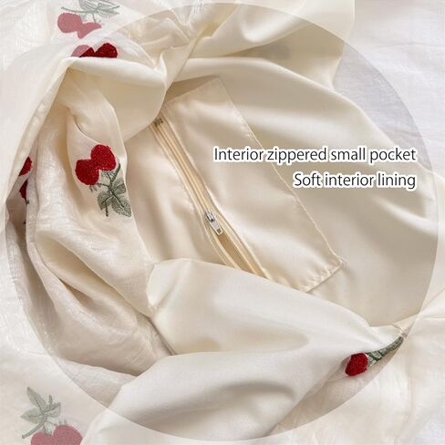 Cute Embroidered Cherry Purse - Shoulder Bag for Women, Cherry Bag, Casual Summer Beach Bags, Foldable Tote Bag For Travel in Saudi Arabia