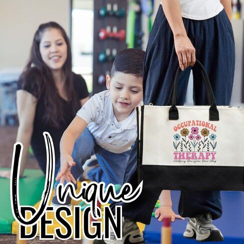 InnoBeta Occupational Therapy Gifts for Women, Canvas Tote Bag with Top Zipper Closure and Shoulder Strap, Thank You Gifts for Occupational Therapist OT in Kuwait