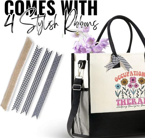 InnoBeta Occupational Therapy Gifts for Women, Canvas Tote Bag with Top Zipper Closure and Shoulder Strap, Thank You Gifts for Occupational Therapist OT in Kuwait
