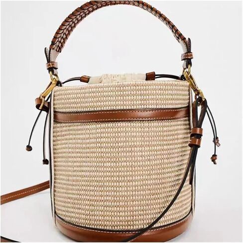 Fashion Straw Bucket Bag Weave Women Handbags Casual Summer Beach Small Tote Purses in Saudi Arabia