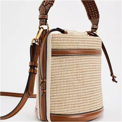 Fashion Straw Bucket Bag Weave Women Handbags Casual Summer Beach Small Tote Purses in Saudi Arabia
