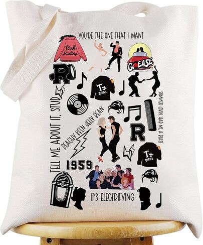 G2TUP Danny & Sandy Musical Tote Bag Danny Fans Gift You’re The One That I Want Theater Shoulder Bag Musical Theatre Merch in Kuwait