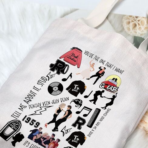 G2TUP Danny & Sandy Musical Tote Bag Danny Fans Gift You’re The One That I Want Theater Shoulder Bag Musical Theatre Merch in Kuwait