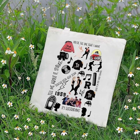 G2TUP Danny & Sandy Musical Tote Bag Danny Fans Gift You’re The One That I Want Theater Shoulder Bag Musical Theatre Merch in Kuwait