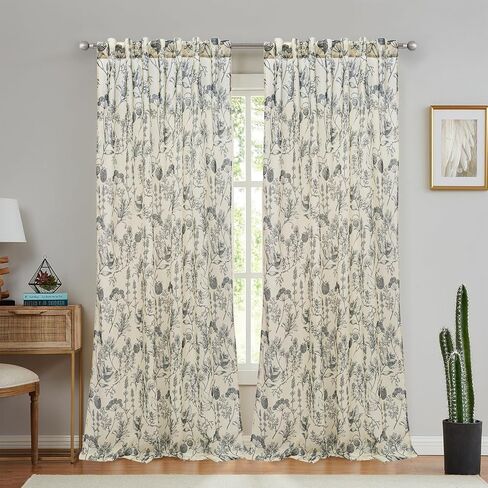 July Joy Floral Print Curtains 96 Inch Length for Living Room Bedroom Vintage Farmhouse Drapes Back Tab Light Filtering Rod Pocket 2 Panels in Saudi Arabia