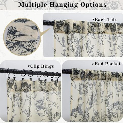 July Joy Floral Print Curtains 96 Inch Length for Living Room Bedroom Vintage Farmhouse Drapes Back Tab Light Filtering Rod Pocket 2 Panels in Saudi Arabia