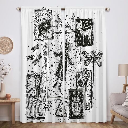 Funnytree Mysterious Girl Window Curtains Button Princess Drapes Bedroom Home Room Decor Durable Fabric Machine Washable 82" X 84" SC00215-013 in Kuwait