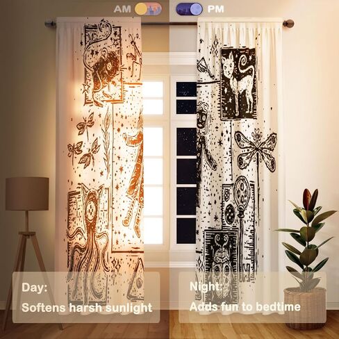 Funnytree Mysterious Girl Window Curtains Button Princess Drapes Bedroom Home Room Decor Durable Fabric Machine Washable 82" X 84" SC00215-013 in Kuwait