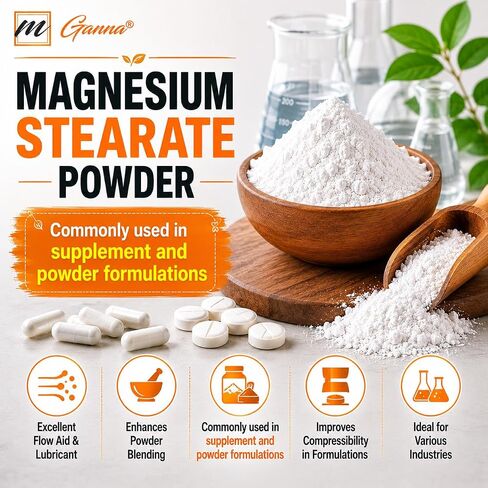 Magnesium Stearate Powder (Food Grade) 227 gm / 0.5 lbs | Ideal for Supplements, Food Processing, Cosmetics, and DIY Projects in Saudi Arabia