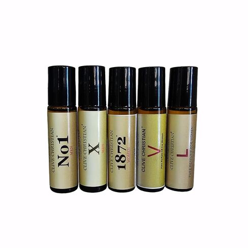 Perfume Studio 5-Piece Impression Perfume Oil Set for Women – Pure Alcohol-Free Fragrance Oils – Long Lasting Roll-On Travel Scent Compatible to CC No.1, X, 1872, L, V – 10ml Glass Roller Bottles in Kuwait
