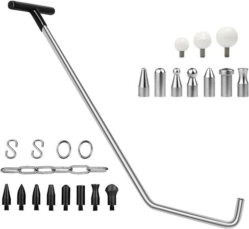 LadyRosian Paintless Dent Repair Tool Kit Dent Removal Rods Set Stainless Steel Tools with S-Hook for Car Body Dent and Hail Damage Repair in Kuwait