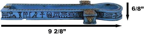 Ebros Gift Egyptian Beautiful Blue Hieroglyphic Symbols Golden Cartouche Ankh Key Incense Stick Burner Holder Figurine Gods of Egypt Talisman of Balance Health and Life Force in Kuwait