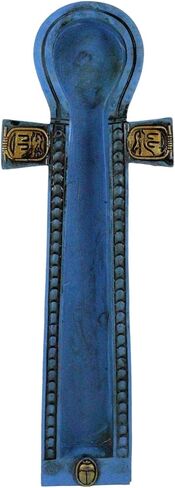 Ebros Gift Egyptian Beautiful Blue Hieroglyphic Symbols Golden Cartouche Ankh Key Incense Stick Burner Holder Figurine Gods of Egypt Talisman of Balance Health and Life Force in Kuwait